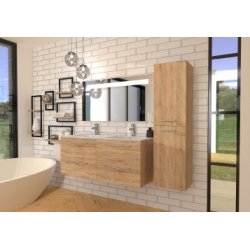 Meuble NEPTUNE Bois Clair 120 cm - Miroir antibuée Kathy Meuble NEPTUNE Bois Clair 120 cm - Miroir antibuée Kathy