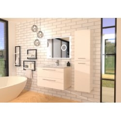 Meuble de salle de bain NEPTUNE Blanc 80 cm - Miroir LITE Meuble de salle de bain NEPTUNE Blanc 80 cm - Miroir LITE