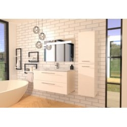 Meuble NEPTUNE Blanc 100cm -Vasque Centrée - Miroir antibuée Kathy Meuble NEPTUNE Blanc 100cm -Vasque Centrée - Miroir antibuée Kathy