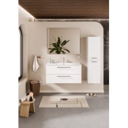 Meuble NEPTUNE Blanc 100cm Vasque centrée - Différents miroirs Meuble NEPTUNE Blanc 100cm Vasque centrée - Différents miroirs