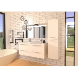 Meuble NEPTUNE Blanc 120 cm - Miroir antibuée Kathy Meuble NEPTUNE Blanc 120 cm - Miroir antibuée Kathy