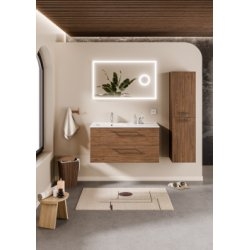 Meuble NEPTUNE Héritage Chêne 100cm Vasque décentrée - Différents miroirs