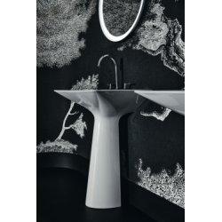 Lavabo monobloc TIPO-Z Blanc brillant - 3 trous de robinetterie Lavabo monobloc TIPO-Z Blanc brillant - 3 trous de robinetterie