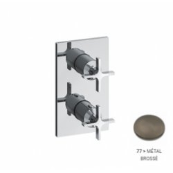 Façade thermostatique Bain/Douche encastrée CROSS ROAD Métal brossé - 2 sorties Façade thermostatique Bain/Douche encastrée CROSS ROAD Métal brossé - 2 sorties