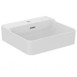 Lavabo en grès fin CONCA rectifié 50x45cm Blanc brillant Lavabo en grès fin CONCA rectifié 50x45cm Blanc brillant