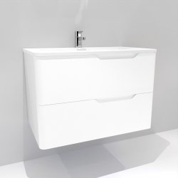 Meuble vasque LUNA Blanc brillant 80 cm - SANS miroir Meuble vasque LUNA Blanc brillant 80 cm - SANS miroir