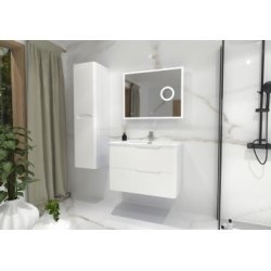 Meuble vasque LUNA Blanc brillant 80cm avec miroir Lite Meuble vasque LUNA Blanc brillant 80cm avec miroir Lite