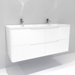 Meuble double vasque LUNA 120cm Blanc Brillant Meuble double vasque LUNA 120cm Blanc Brillant