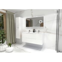 Meuble double vasque LUNA 120cm Blanc Brillant Meuble double vasque LUNA 120cm Blanc Brillant