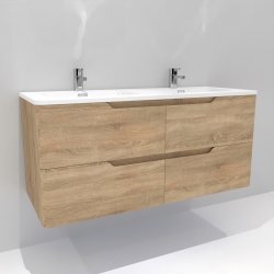 Meuble double vasque LUNA Bois Clair 120cm - Sans miroir Meuble double vasque LUNA Bois Clair 120cm - Sans miroir