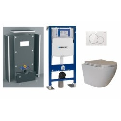 Pack WC suspendu GEBERIT KELOS FLUSH Blanc + Habillage à carreler