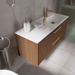 Meuble de salle de bain STRIATO Chêne Strié Cuivré/Doré Meuble de salle de bain STRIATO Chêne Strié Cuivré/Doré