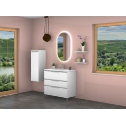 Meuble TEN 3 tiroirs 100cm Blanc mat avec plan marbre Meuble TEN 3 tiroirs 100cm Blanc mat avec plan marbre
