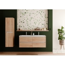 Meuble double vasque JUPITER 3.0 Bois Clair 120cm - Sans miroir Meuble double vasque JUPITER 3.0 Bois Clair 120cm - Sans miroir
