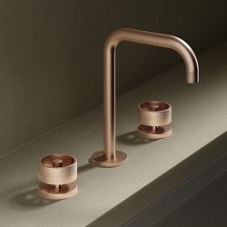 Mélangeur lavabo 3 trous ROTA Or Rose Brossé Mélangeur lavabo 3 trous ROTA Or Rose Brossé