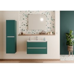 Meuble vasque JUPITER 3.0 Bleu Canard 80cm avec Miroir ELEGANCE