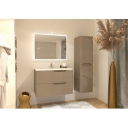 Meuble vasque LUNA Tissé Lin 80 cm avec miroir Reflet Meuble vasque LUNA Tissé Lin 80 cm avec miroir Reflet