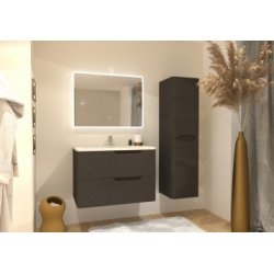 Meuble vasque LUNA Tissé Gris 80 cm avec miroir Reflet Meuble vasque LUNA Tissé Gris 80 cm avec miroir Reflet