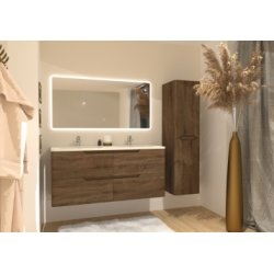 Meuble double vasque LUNA Bois foncé 120cm avec Miroir Reflet Meuble double vasque LUNA Bois foncé 120cm avec Miroir Reflet