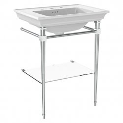 Lavabo 3 trous céramique + piètement métallique Ascott