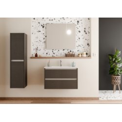 Meuble vasque JUPITER 3.0 Tissé Gris 80 cm avec Miroir ELEGANCE Meuble vasque JUPITER 3.0 Tissé Gris 80 cm avec Miroir ELEGANCE