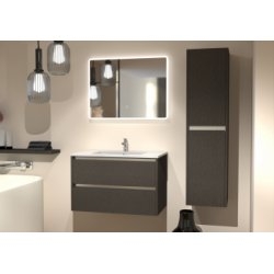 Meuble vasque JUPITER 3.0 Tissé Gris 80 cm - Différents miroirs