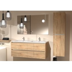 Meuble double vasque JUPITER 3.0 Bois Clair 120cm - Différents miroirs