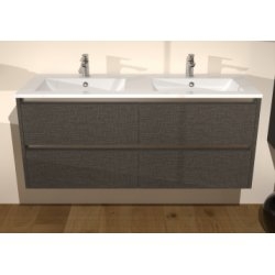 Meuble double vasque JUPITER 3.0 Tissé Gris 120cm - Sans miroir