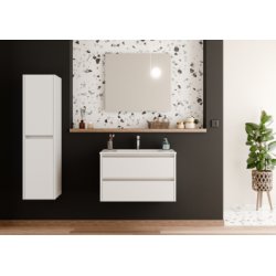 Meuble vasque JUPITER 3.0 Blanc Brillant 80 cm avec Miroir ELEGANCE