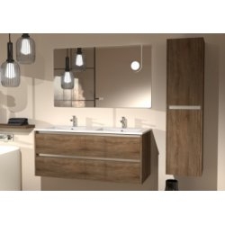 Meuble double vasque JUPITER 3.0 Bois Foncé 120cm - Différents miroirs