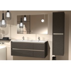 Meuble double vasque JUPITER 3.0 Tissé Gris 120cm - Différents miroirs