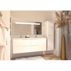 Meuble double vasque LUNA 140cm Blanc Brillant Meuble double vasque LUNA 140cm Blanc Brillant