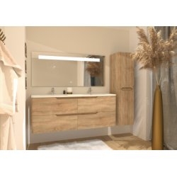 Meuble double vasque LUNA 140cm Bois Clair Meuble double vasque LUNA 140cm Bois Clair