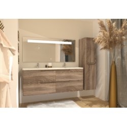 Meuble double vasque LUNA 140cm Bois Foncé Meuble double vasque LUNA 140cm Bois Foncé
