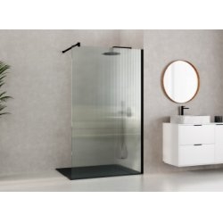 Paroi de douche fixe FADO Noir - Verre Wavy