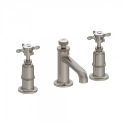 Mélangeur de lavabo rétro GUILD Nickel Brossé 3 trous Mélangeur de lavabo rétro GUILD Nickel Brossé 3 trous