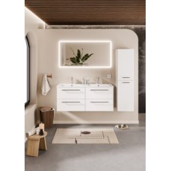 Meuble double vasque NEPTUNE Blanc 120cm - Miroir Reflet