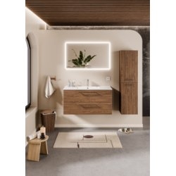 EN STOCK | Meuble NEPTUNE 80 H&eacute;ritage Ch&ecirc;ne - Miroir Reflet