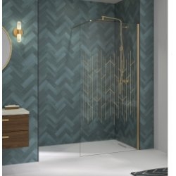 Paroi de douche walk-in SOLO DESIGN Art Déco - Or brossé - 100cm Paroi de douche walk-in SOLO DESIGN Art Déco - Or brossé - 100cm