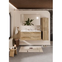 EN STOCK | Meuble double vasque NEPTUNE Bois Clair 120cm - Miroir El&eacute;gance