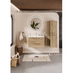 Meuble NEPTUNE Bois Clair 80 cm - Miroir Perle Meuble NEPTUNE Bois Clair 80 cm - Miroir Perle