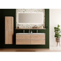 Meuble double vasque JUPITER 3.0 Bois Clair 140cm avec miroir Reflet Meuble double vasque JUPITER 3.0 Bois Clair 140cm avec miroir Reflet