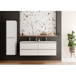 Meuble double vasque JUPITER 3.0 Blanc Brillant 140cm - Sans miroir Meuble double vasque JUPITER 3.0 Blanc Brillant 140cm - Sans miroir