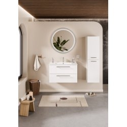 Meuble NEPTUNE Blanc Brillant 80 cm - Miroir Perle Meuble NEPTUNE Blanc Brillant 80 cm - Miroir Perle