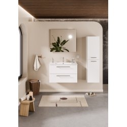 Meuble NEPTUNE Blanc Brillant 80 cm - Miroir Elégance Meuble NEPTUNE Blanc Brillant 80 cm - Miroir Elégance