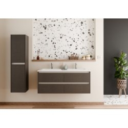 Meuble double vasque JUPITER 3.0 Tissé Gris 120cm - Sans miroir Meuble double vasque JUPITER 3.0 Tissé Gris 120cm - Sans miroir