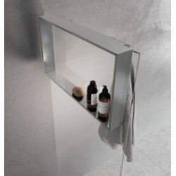 Étagère et crochet FRAME pour paroi de douche - Silver Étagère et crochet FRAME pour paroi de douche - Silver