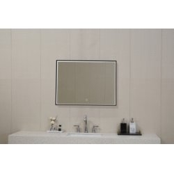 Miroir avec cadre Noir Mat QUADRO rétroéclairé LED - 80cm Miroir avec cadre Noir Mat QUADRO rétroéclairé LED - 80cm