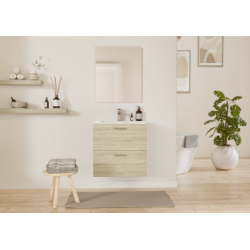 Meuble de salle de bain Minao 60 en kit - 2 tiroirs - Bois Clair