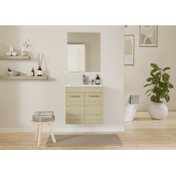 Meuble de salle de bain Minao 60 en kit - 2 portes - Bois Clair